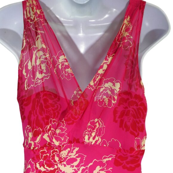 SiLK Vintage 90s Ann Taylor Petites Babydoll 2pc Slip Dress Floral Surplice Bust - Picture 5 of 10